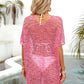 Openwork V-Neck Half Sleeve Cover Up