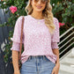 Polka Dot Round Neck Lantern Sleeve Blouse
