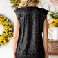 Women's Sequin Round Neck Capped Sleeve Tank