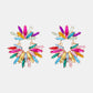 Flower Shape Glass Stone Dangle Earrings