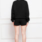 Comfy n' Cozy Round Neck Long Sleeve Sweatshirt and Drawstring Shorts Set