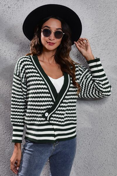 Women's Isla Striped V-Neck Knit Top