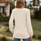 Full Size Round Neck Button-Down Long Sleeve Tee