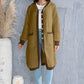 Button Up Contrast Trim Hooded Cardigan