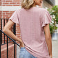 Eyelet V-Neck Flutter Sleeve T-Shirt