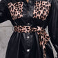 Tied Leopard Snap Down Trench Coat