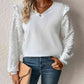 Textured V-Neck Long Sleeve Top