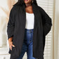HEYSON Full Size Open Front Black Cardigan with Scarf Design