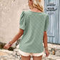 Openwork Round Neck Short Sleeve T-Shirt