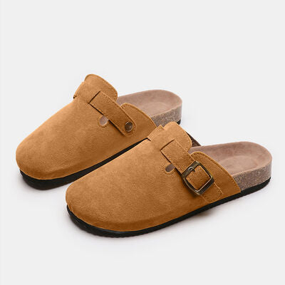 Suede Shoe Closed Toe Buckle Slides