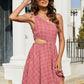 Women's Grid One-Shoulder Tied Cutout Dress
