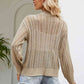Openwork Button Front V-Neck Cardigan