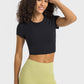 Women's Round Neck Short Sleeve Cropped Sports T-Shirt