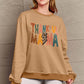 Simply Love Full Size Letter Graphic Camel Brown Long Sleeve Sweatshirt