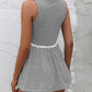 Women's Striped Lace Trim Round Neck Tank