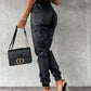 Smocked High Waist Pants with Pockets
