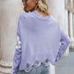 Flower Distressed Long Sleeve Sweater