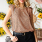 Women's Sequin Round Neck Capped Sleeve Tank