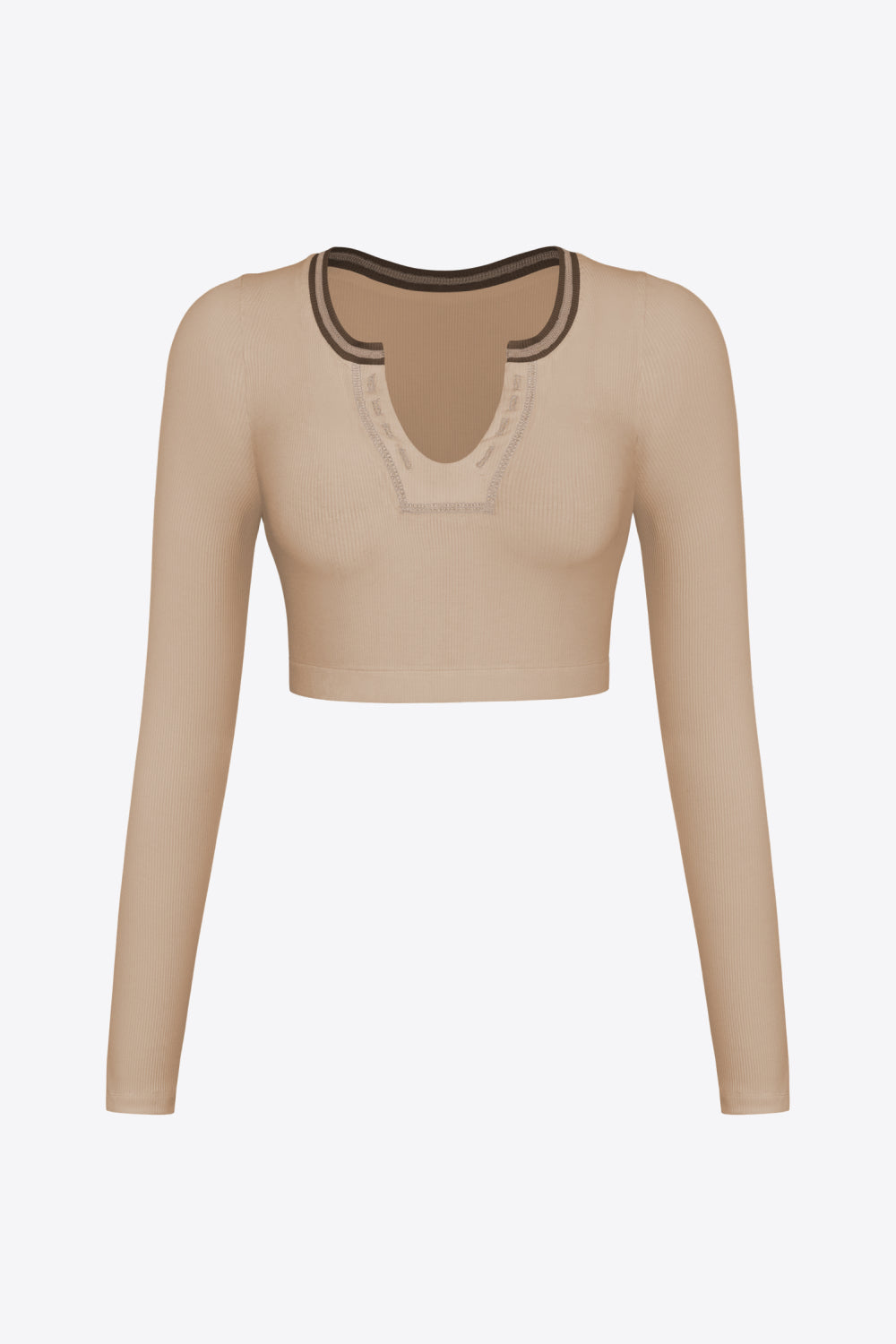 Women's Contrast Trim Ribbed Cropped Top