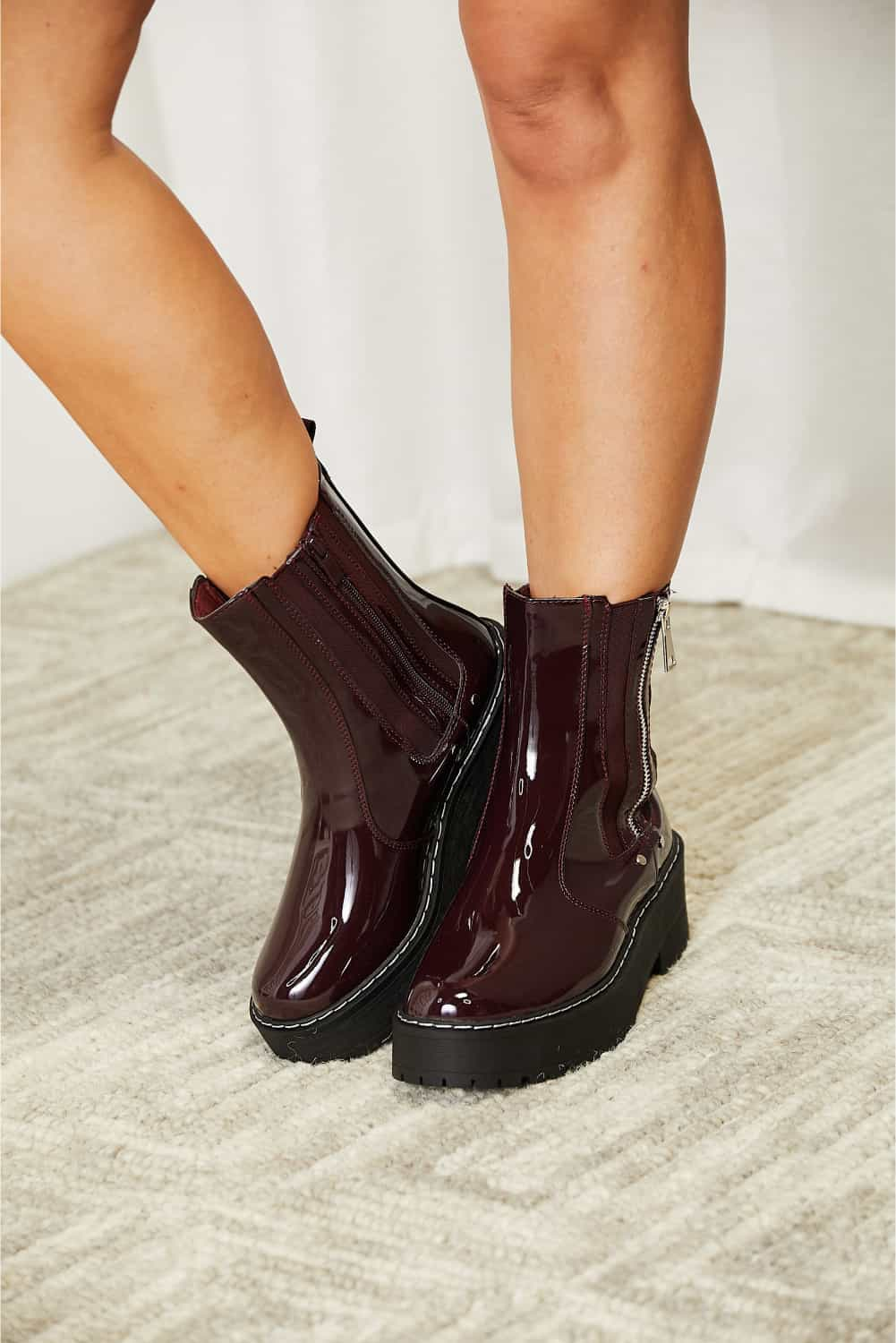 Forever Link Side Zip Wine Platform Boots