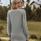 Swiss Dot V-Neck Long Sleeve Blouse