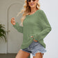 Round Neck Openwork Long Sleeve Knit Top