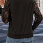 Round Neck Lace Trim Long Sleeve Sweatshirt