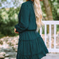 Frill Tie Neck Balloon Sleeve Dress