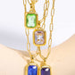 Zircon 18K Gold-Plated Geometrical Shape Pendant Necklace
