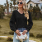 Swiss Dot V-Neck Long Sleeve Blouse