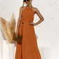 Women's Halter Neck Tie Waist Tiered Maxi Dress