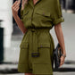 Full Size Tie Waist Collared Dress