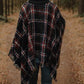 Turtleneck Plaid Raw Hem Sweater