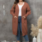 Plus Size Long Sleeve Pocketed Cardigan