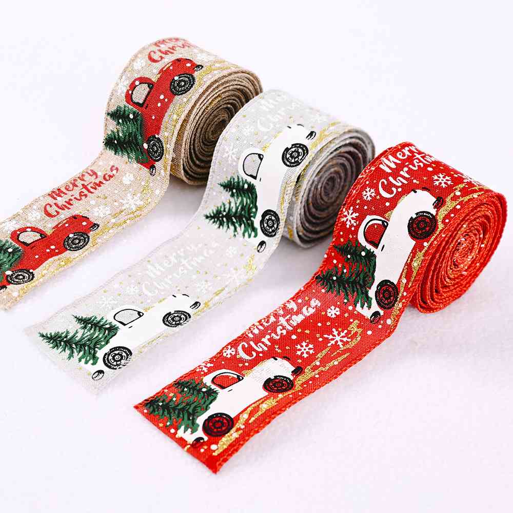 Country Truck Car & Christmas Tree Wrapping Craft Ribbon