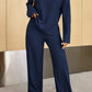 Ribbed Half Button Top and Pants Set