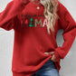 Christmas Themed VERY MERRY MAMA Letter Graphic Round Neck Long Sleeve Sweatshirt