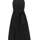 Pleated Spaghetti Strap Tie Waist Midi Dress