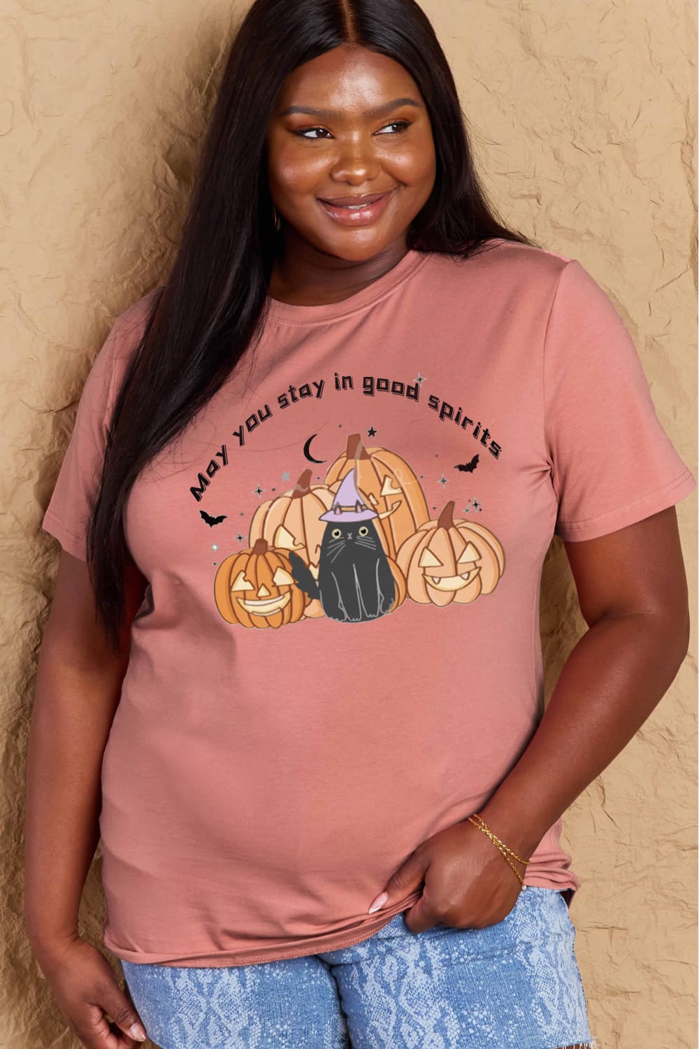 Simply Love Full Size Halloween MAY YOU STAY IN GOOD SPIRITS Graphic Cotton T-Shirt