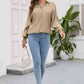 High-Low Collared Neck Lantern Sleeve Shirt