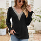 Pretty Purples Eyelet V-Neck Smocked Flounce Sleeve Blouse