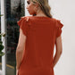 Ruffled Round Neck Cap Sleeve T-Shirt