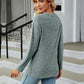 Full Size Round Neck Ribbed Button Detail Blouse