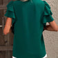 Ruffled Notched Short Sleeve Blouse