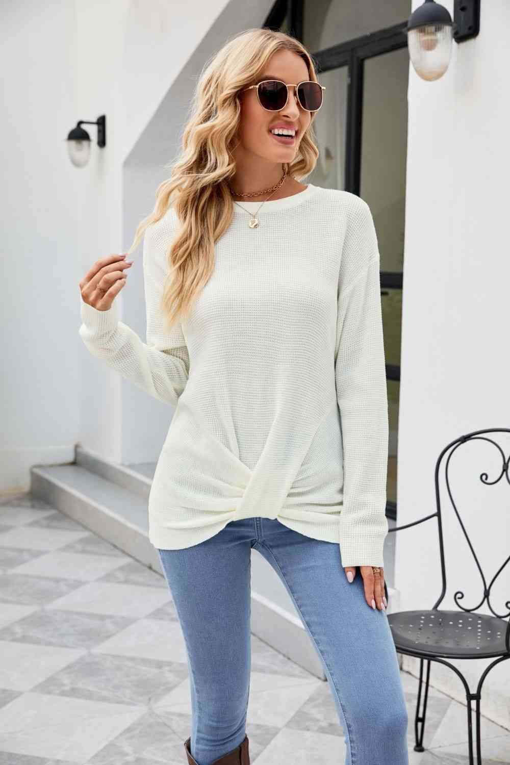 KnittedEmporium Twisted Round Neck Sweater