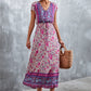 Full Size V-Neck Short Sleeve Printed Maxi Dress
