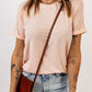 Round Neck Cuffed Short Sleeve Tee