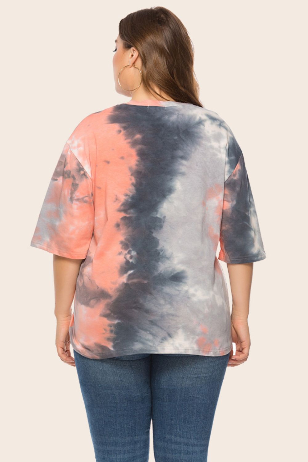 Women's Plus Size Tie-Dye Half Sleeve Tee Shirt