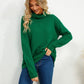 Slit Turtleneck Dropped Shoulder Sweater
