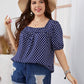 Plus Size Polka Dot Square Neck Blouse